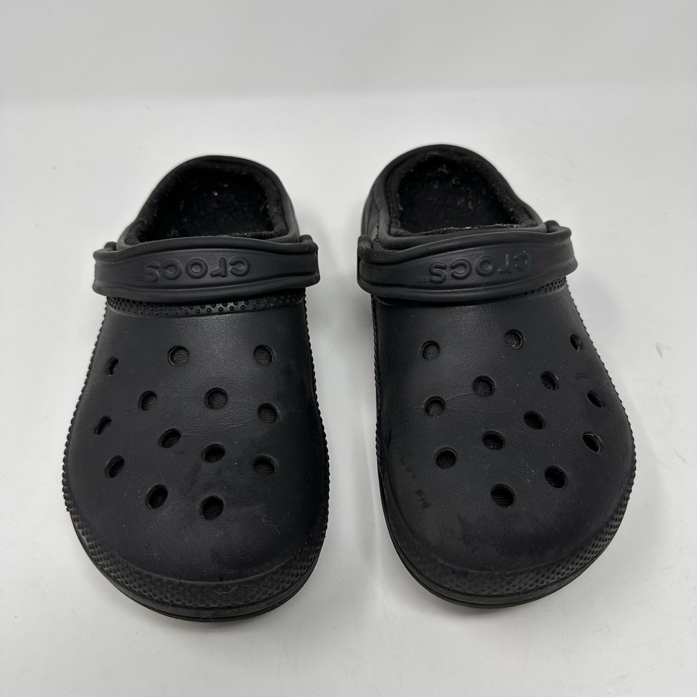 Crocs Classic Faux Fur Lined Slip On Black Clogs Women's 8 Men's 7.5